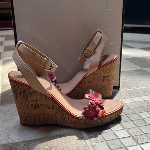 Coach Morgan Floral Cork Wedge Sandals - Sz 7 🆕